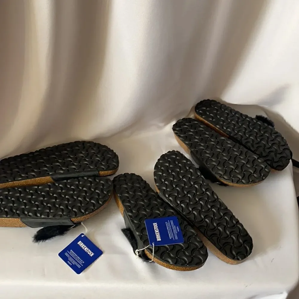 BIRKENSTOCK MADRID SHEARLING BIG BUCKLE SANDALS BLACK NEW NWT